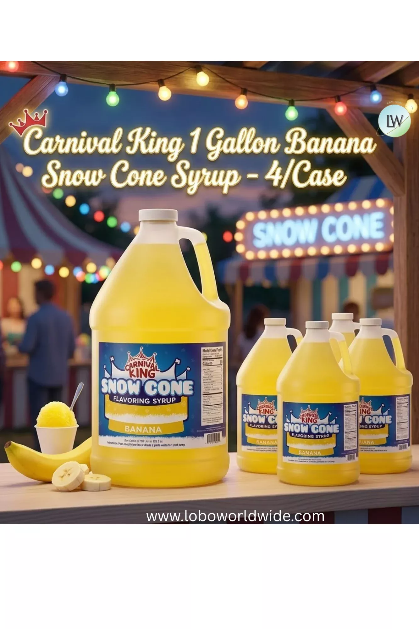 Carnival King 1 Gallon Cone Syrup- 4/Case (Various Flavours)