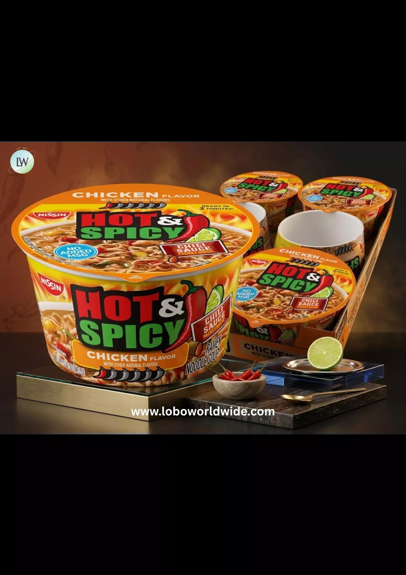 Nissin Hot & Spicy Ramen Noodle Soup, Chicken, 3.32 Ounce (Pack of 6)